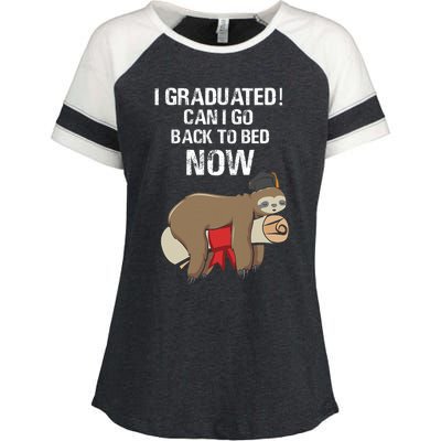 I Graduated Can I Go Back To Bed Now Funny Graduation Quotes Enza Ladies Jersey Colorblock Tee