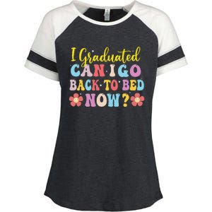 I Graduated Can I Go Back To Bed Now Graduation Enza Ladies Jersey Colorblock Tee