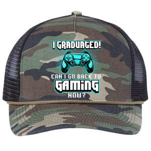 I Graduated Can I Go Back To Gaming Now Graduation Class Retro Rope Trucker Hat Cap