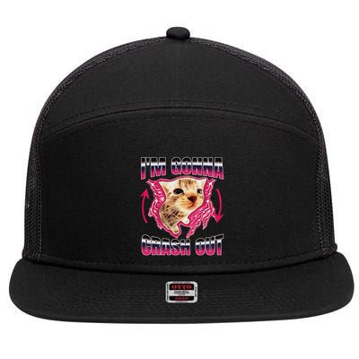 IM Gonna Crash Out Funny Cat Meme Lover Humorous Sarcastic 7 Panel Mesh Trucker Snapback Hat