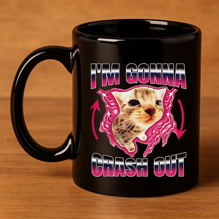 IM Gonna Crash Out Funny Cat Meme Lover Humorous Sarcastic 11oz C Handle Ceramic Mug