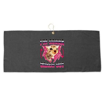IM Gonna Crash Out Funny Cat Meme Lover Humorous Sarcastic Large Microfiber Waffle Golf Towel
