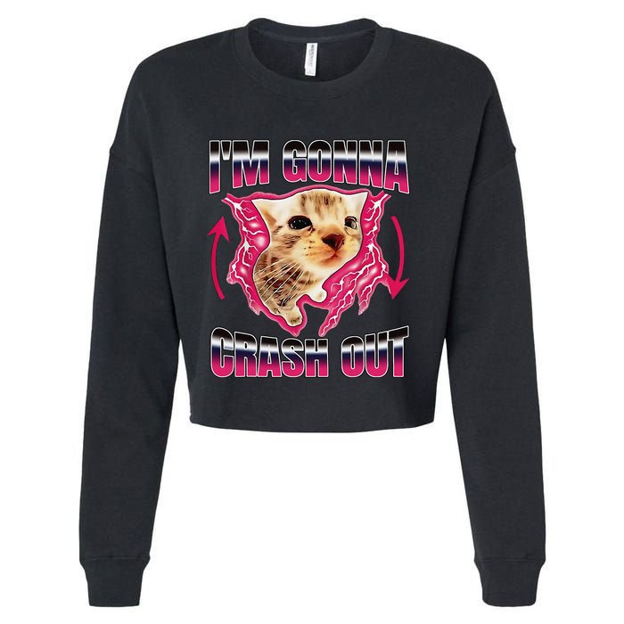 IM Gonna Crash Out Funny Cat Meme Lover Humorous Sarcastic Cropped Pullover Crew