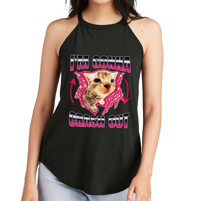 IM Gonna Crash Out Funny Cat Meme Lover Humorous Sarcastic Women's Perfect Tri Rocker Tank