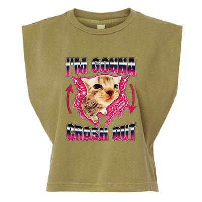 IM Gonna Crash Out Funny Cat Meme Lover Humorous Sarcastic Garment-Dyed Women's Muscle Tee