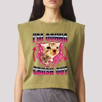 IM Gonna Crash Out Funny Cat Meme Lover Humorous Sarcastic Garment-Dyed Women's Muscle Tee