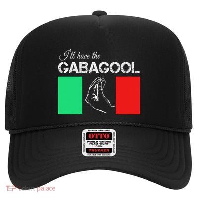 Italiano Gabagool Capicola Italian Slang Italy Flag High Crown Mesh Back Trucker Hat