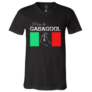 Italiano Gabagool Capicola Italian Slang Italy Flag V-Neck T-Shirt