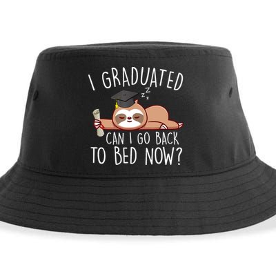 I Graduated Can I Go Back To Bed Now Funny Graduation Sustainable Bucket Hat