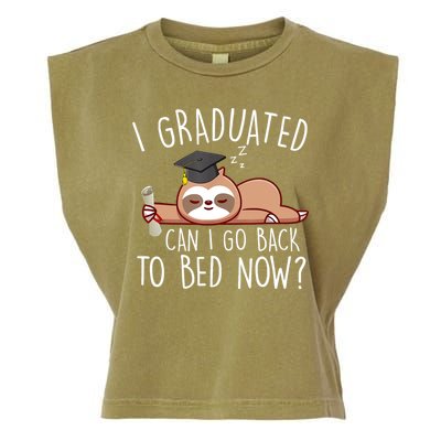 I Graduated Can I Go Back To Bed Now Funny Graduation Garment-Dyed Women's Muscle Tee
