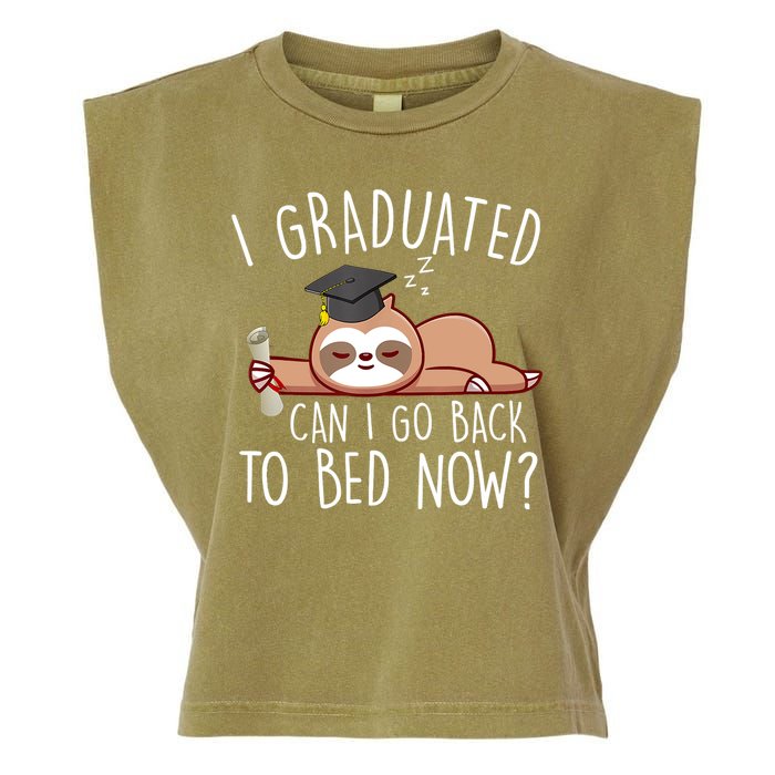 I Graduated Can I Go Back To Bed Now Funny Graduation Garment-Dyed Women's Muscle Tee