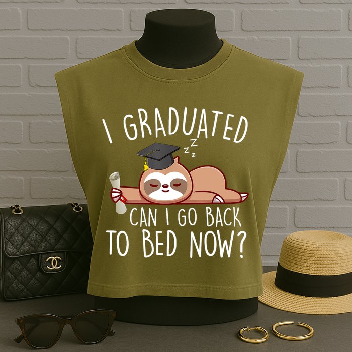 I Graduated Can I Go Back To Bed Now Funny Graduation Garment-Dyed Women's Muscle Tee