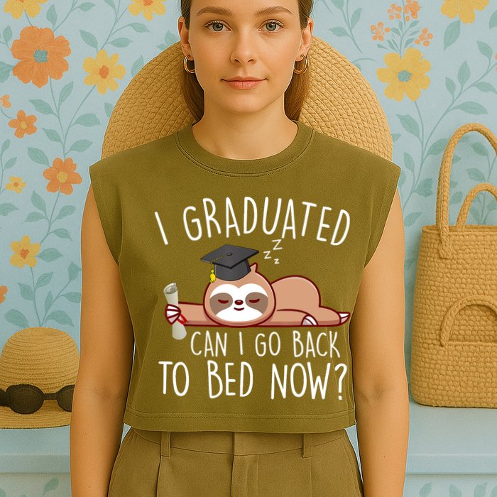 I Graduated Can I Go Back To Bed Now Funny Graduation Garment-Dyed Women's Muscle Tee