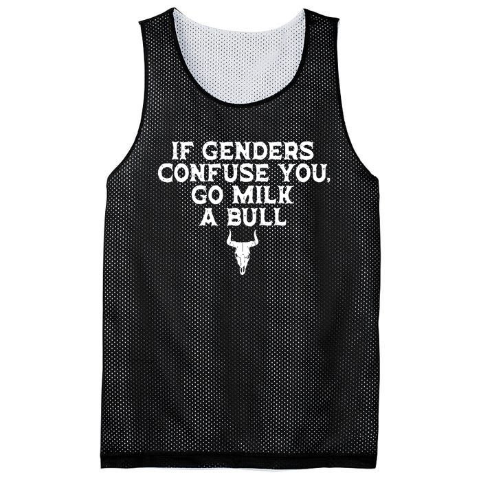 If Genders Confuse You Go Milk A Bull Joke Mesh Reversible Basketball Jersey Tank