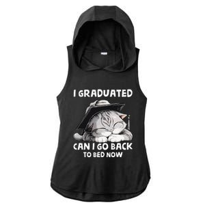 I Graduated Can I Go Back To Bed Now Graduation Cat lover Ladies PosiCharge Tri-Blend Wicking Draft Hoodie Tank