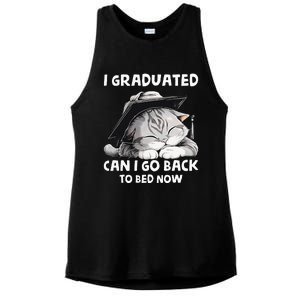 I Graduated Can I Go Back To Bed Now Graduation Cat lover Ladies PosiCharge Tri-Blend Wicking Tank