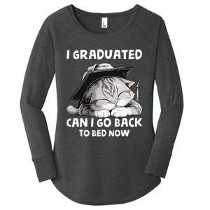 I Graduated Can I Go Back To Bed Now Graduation Cat lover Women's Perfect Tri Tunic Long Sleeve Shirt