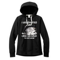 I Graduated Can I Go Back To Bed Now Graduation Cat lover Women's Fleece Hoodie