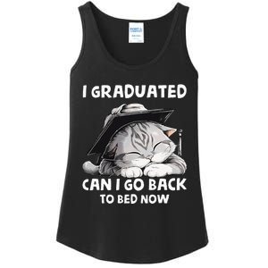 I Graduated Can I Go Back To Bed Now Graduation Cat lover Ladies Essential Tank