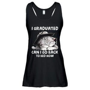 I Graduated Can I Go Back To Bed Now Graduation Cat lover Ladies Essential Flowy Tank