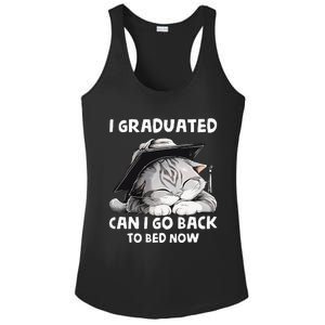 I Graduated Can I Go Back To Bed Now Graduation Cat lover Ladies PosiCharge Competitor Racerback Tank