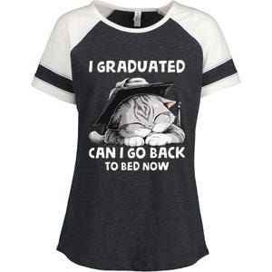 I Graduated Can I Go Back To Bed Now Graduation Cat lover Enza Ladies Jersey Colorblock Tee