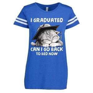 I Graduated Can I Go Back To Bed Now Graduation Cat lover Enza Ladies Jersey Football T-Shirt