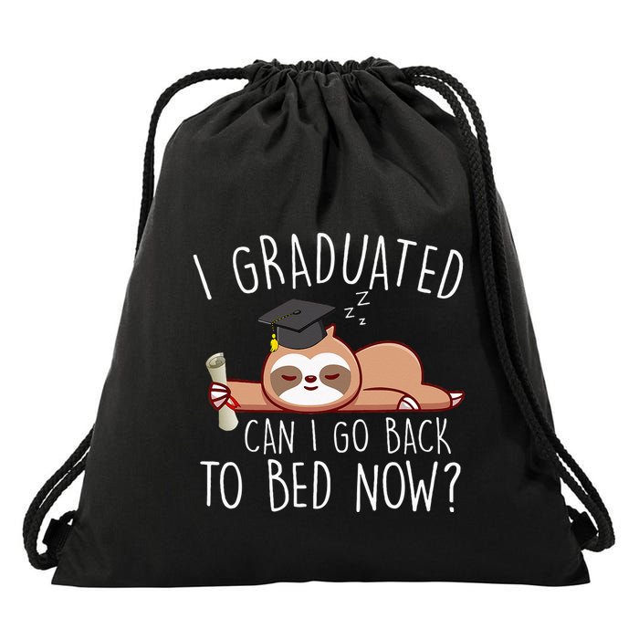 I Graduated Can I Go Back To Bed Now Funny Graduation Drawstring Bag
