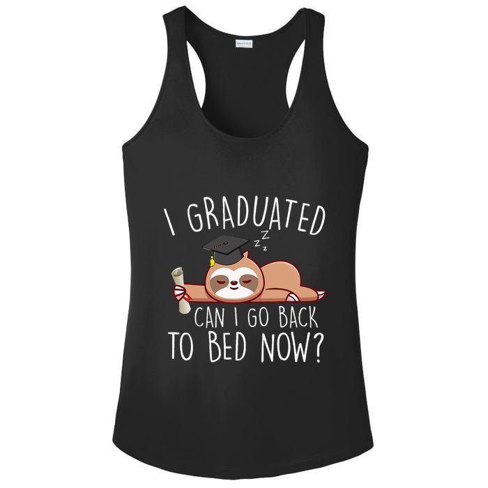 I Graduated Can I Go Back To Bed Now Funny Graduation Ladies PosiCharge Competitor Racerback Tank