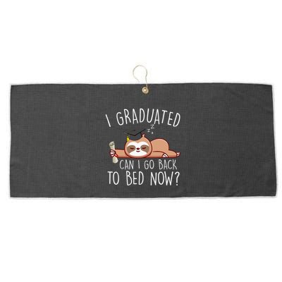 I Graduated Can I Go Back To Bed Now Funny Graduation Large Microfiber Waffle Golf Towel