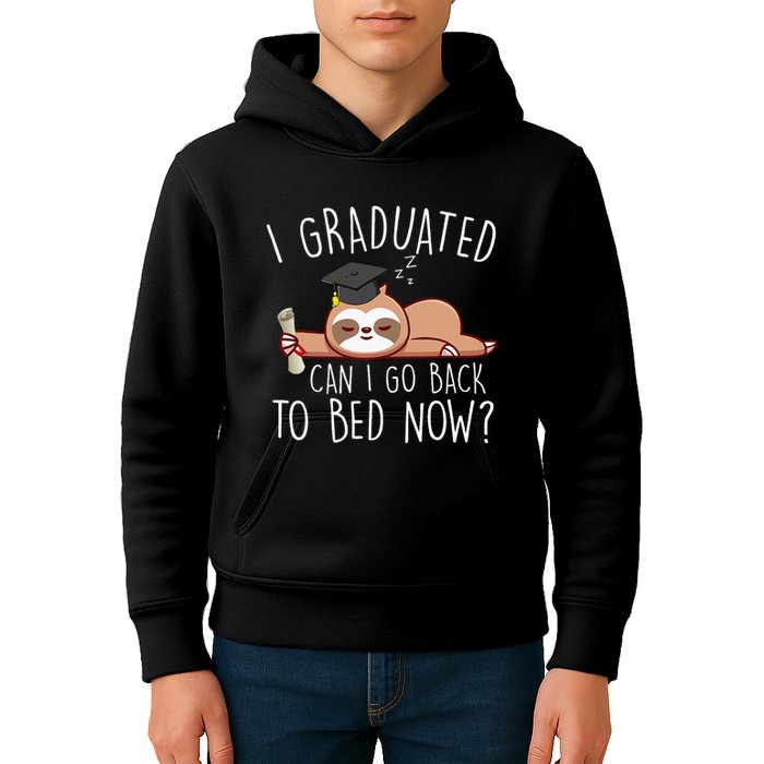 I Graduated Can I Go Back To Bed Now Funny Graduation Kids Hoodie
