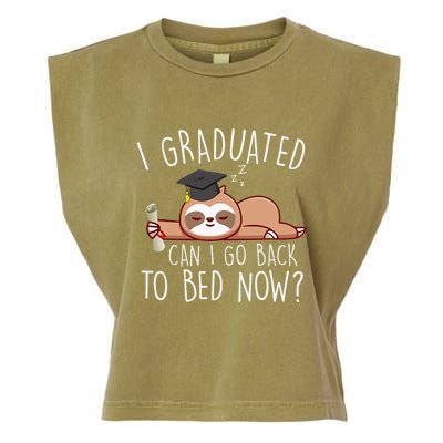 I Graduated Can I Go Back To Bed Now Funny Graduation Garment-Dyed Women's Muscle Tee