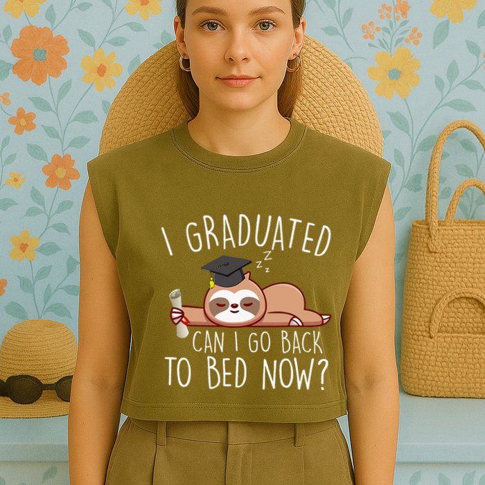 I Graduated Can I Go Back To Bed Now Funny Graduation Garment-Dyed Women's Muscle Tee