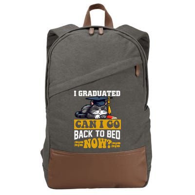 I Graduated Can I Go Back To Bed Now 2024 Graduation Cotton Canvas Backpack