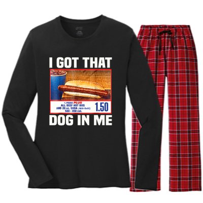 I Gotthat Dog In Me Funny Hotdogs Combo 4th Of July Dad Mom Women's Long Sleeve Flannel Pajama Set 