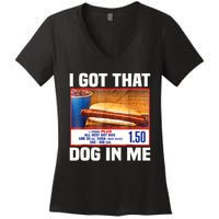 I Gotthat Dog In Me Funny Hotdogs Combo 4th Of July Dad Mom Women's V-Neck T-Shirt