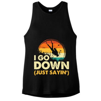 I Go Down Scuba Diver Diving Instructor Underwater Ladies PosiCharge Tri-Blend Wicking Tank