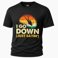 I Go Down Scuba Diver Diving Instructor Underwater Cooling Performance Crew T-Shirt