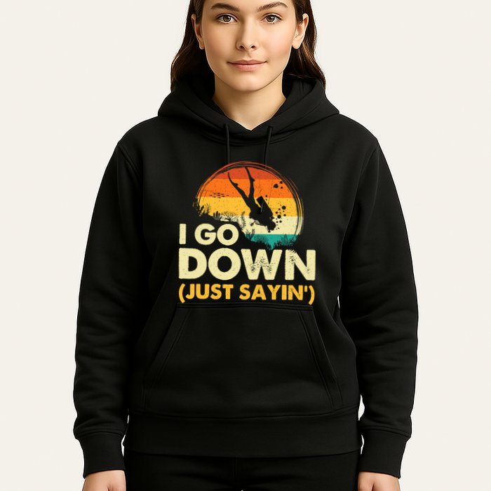 I Go Down Scuba Diver Diving Instructor Underwater Hoodie