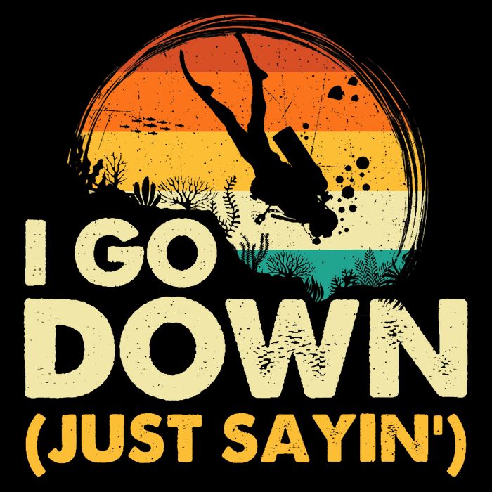 I Go Down Scuba Diver Diving Instructor Underwater Drawstring Bag