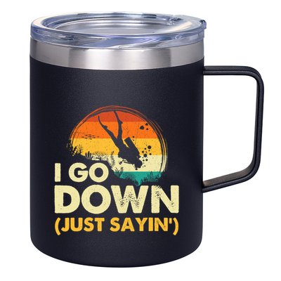 I Go Down Scuba Diver Diving Instructor Underwater 12oz Stainless Steel Coffee Mug