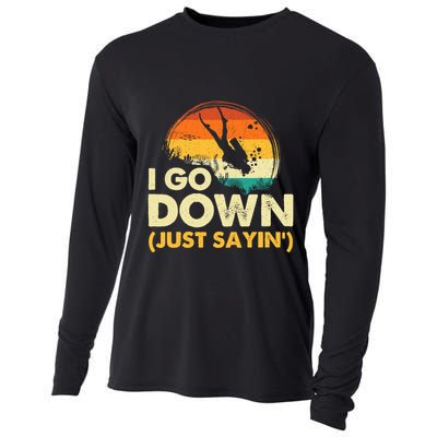 I Go Down Scuba Diver Diving Instructor Underwater Cooling Performance Long Sleeve Crew