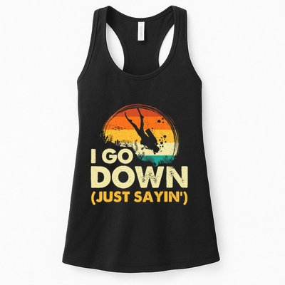 I Go Down Scuba Diver Diving Instructor Underwater Womens Tank Top