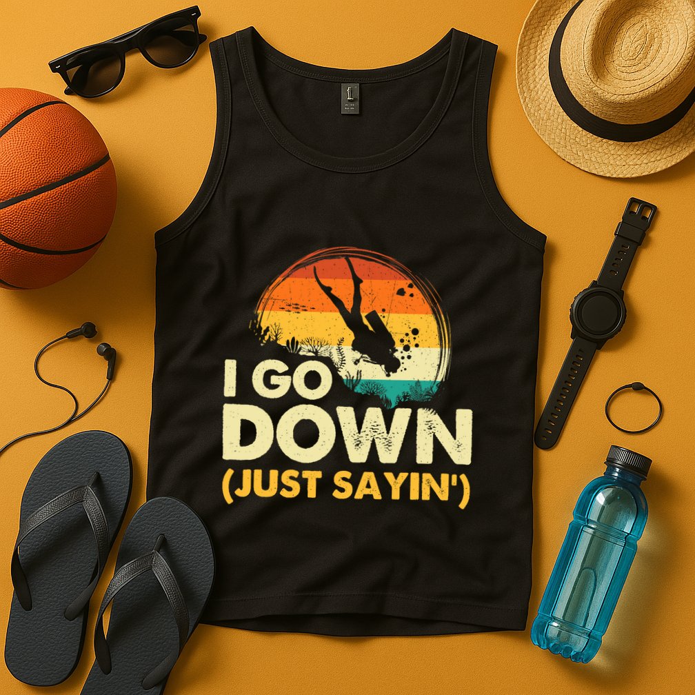I Go Down Scuba Diver Diving Instructor Underwater Tank Top