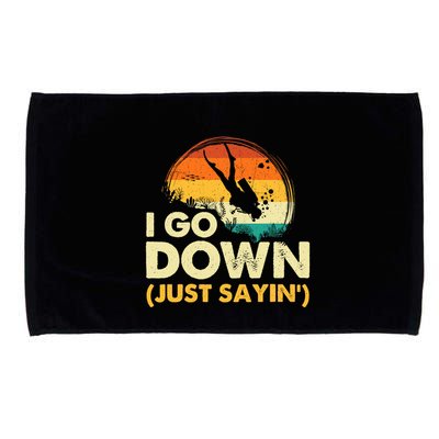 I Go Down Scuba Diver Diving Instructor Underwater Microfiber Hand Towel