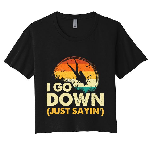 I Go Down Scuba Diver Diving Instructor Underwater Crop Top