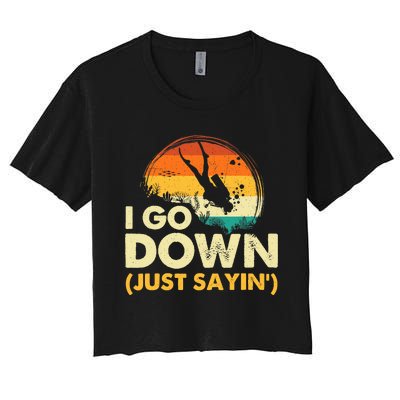 I Go Down Scuba Diver Diving Instructor Underwater Women's Crop Top Tee