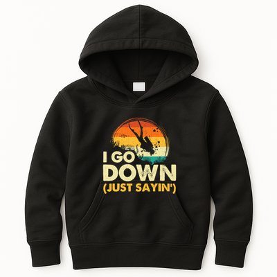 I Go Down Scuba Diver Diving Instructor Underwater Kids Hoodie