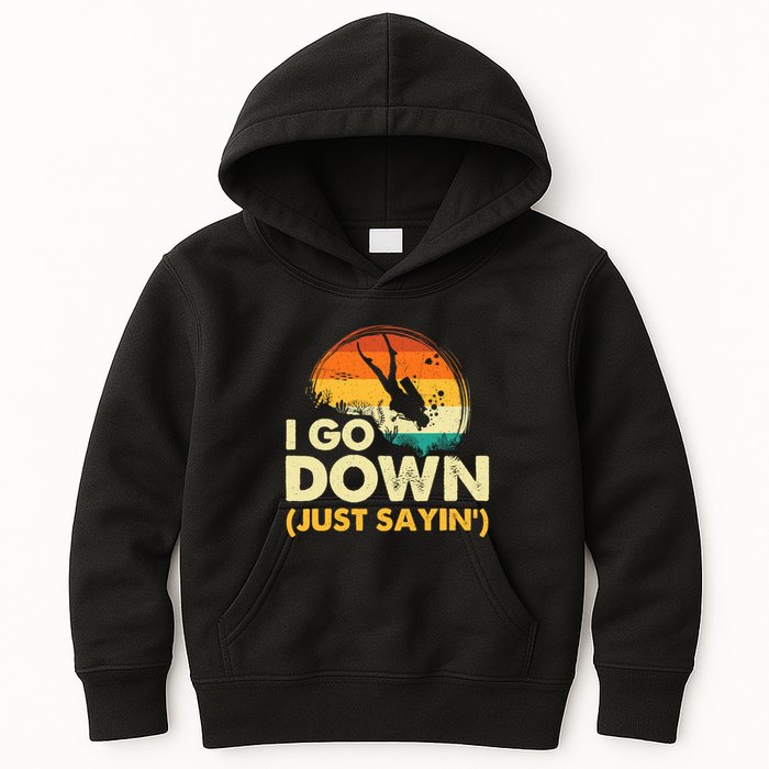 I Go Down Scuba Diver Diving Instructor Underwater Kids Hoodie