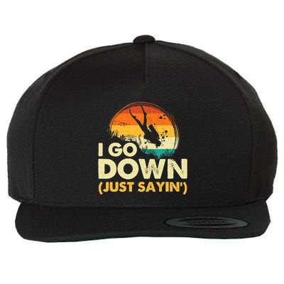 I Go Down Scuba Diver Diving Instructor Underwater Wool Snapback Cap